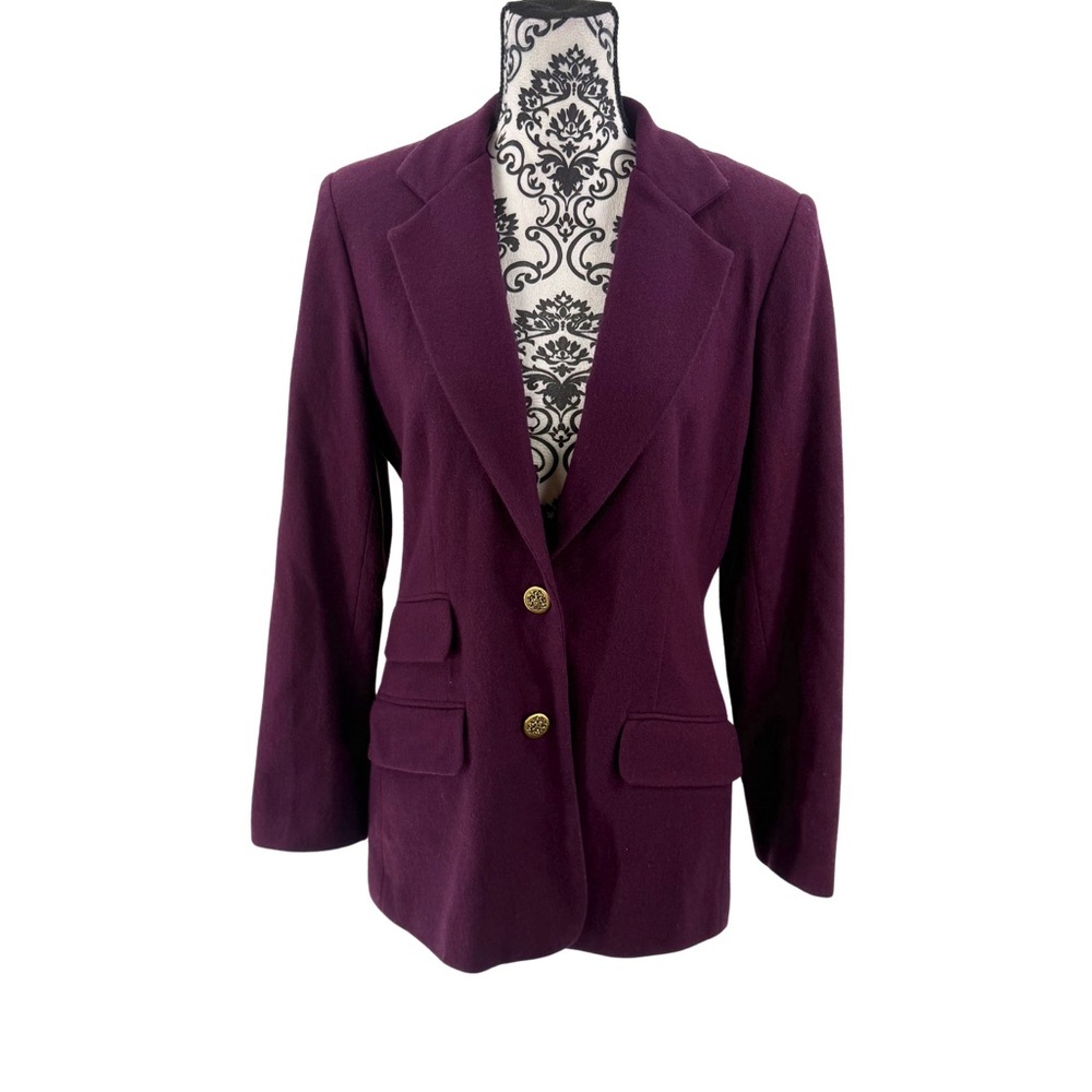 Herman Geist 100% Wool Woolmark Certified Blazer Eggplant Purple Tailored Blazer